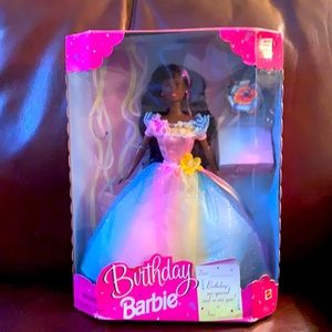 Birthday Barbie Doll W/ Rainbow Shimmer Dress Mattel NRFB 1997